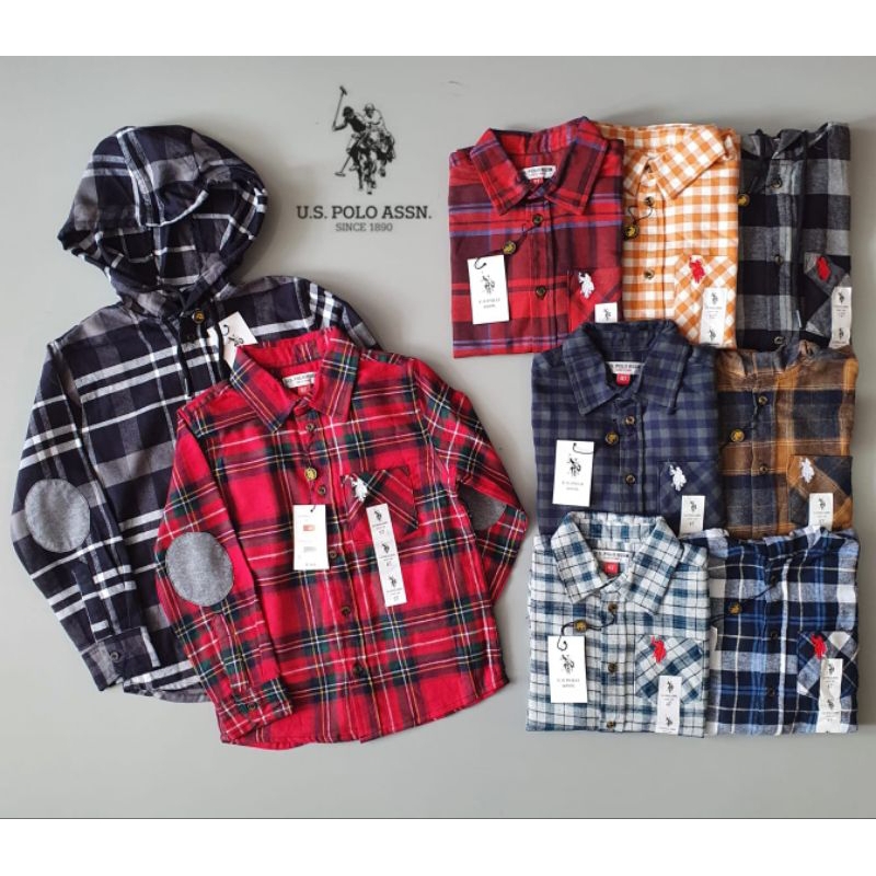 KEMEJA ANAK LAKI-LAKI FLANEL POLO/ KEMEJA FLANEL ANAK POLO/ KEMEJA HOODIE POLO