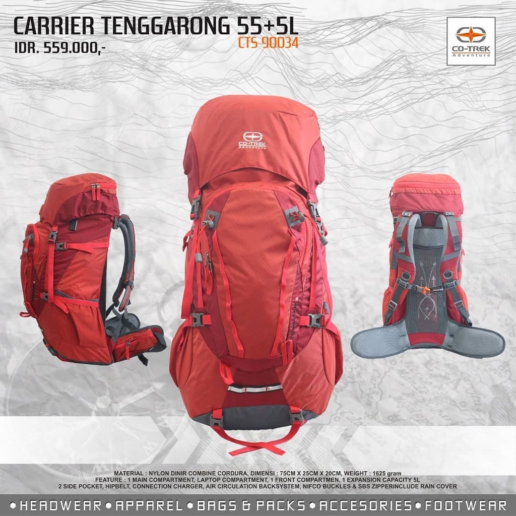 Tas Gunung Co-Trek Tenggarong Merah