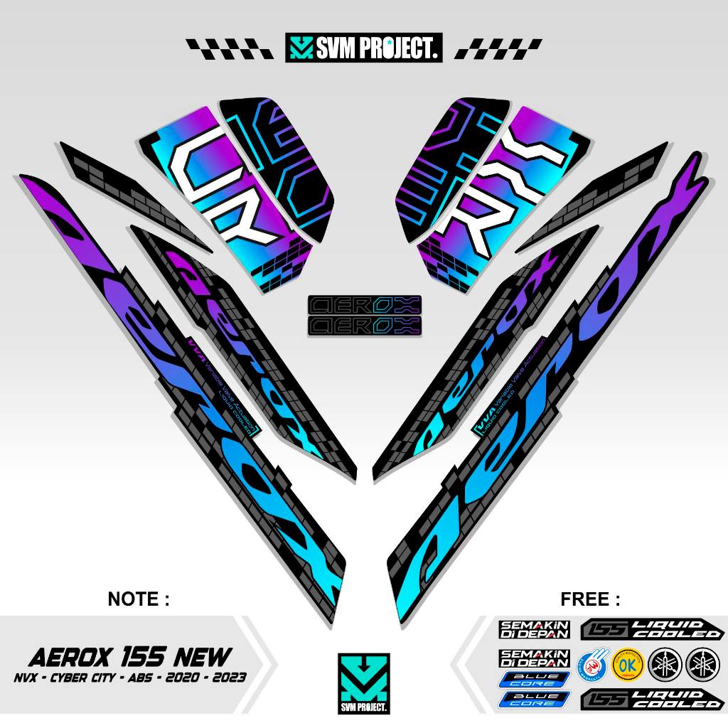 STRIPING AEROX 155 NEW CYBER CITY MOTIF 8 / STIKER AEROX 155 CONNECTED / STICKER AEROX 155 CONNECTED
