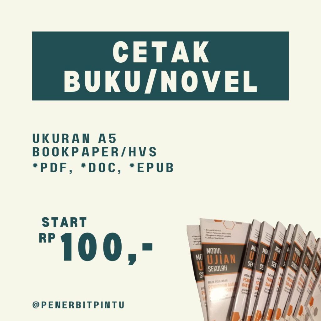 Cetak Buku/Novel A5 Isi Buku Hitam Putih & Warna