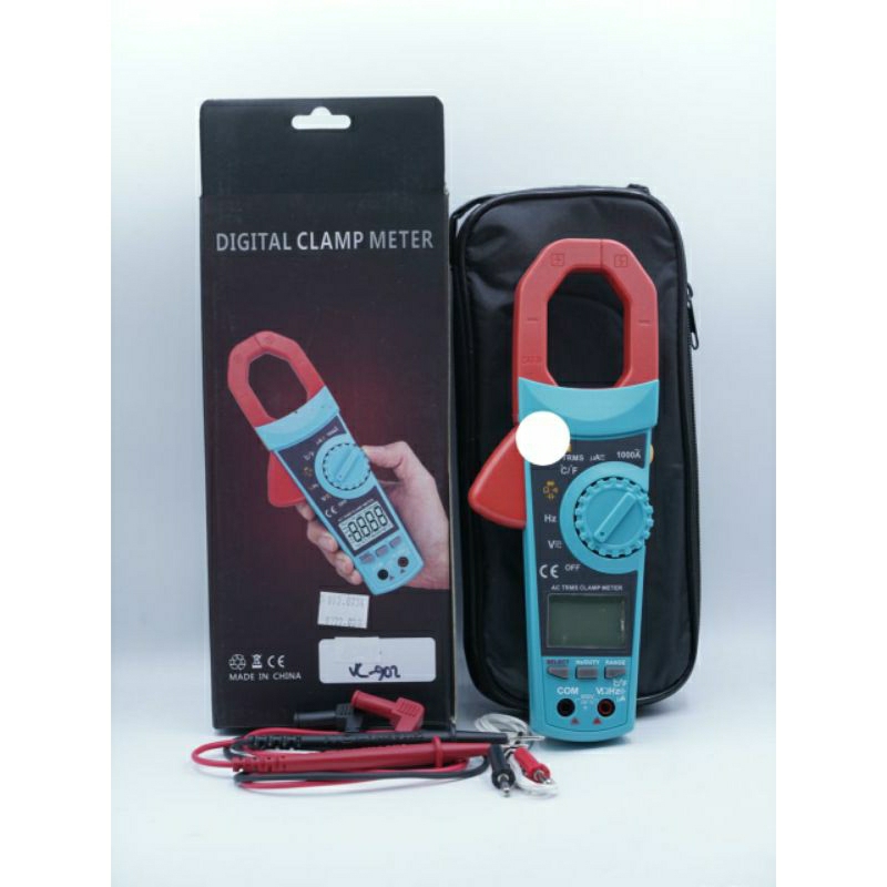 Blue VC902 Tang Ampere Clamp Multimeter 1000A True RMS Auto Ranging Alat Digital SKU 2.002.0734