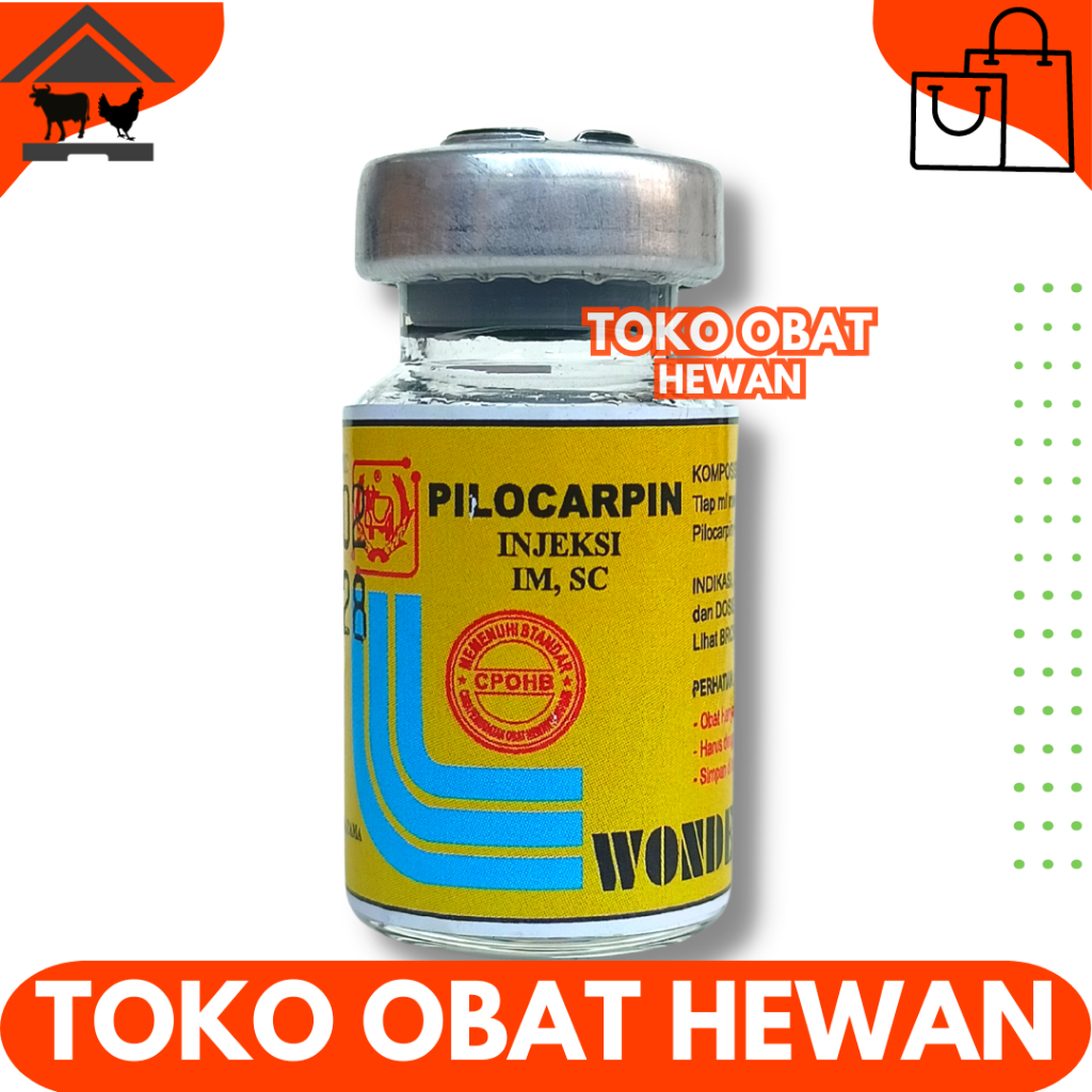 Obat Kembung Hewan PILOCARPIN INJ 5ML WONDER - Obat Kembung dan Kolik Sapi Kuda Kambing Domba Anjing