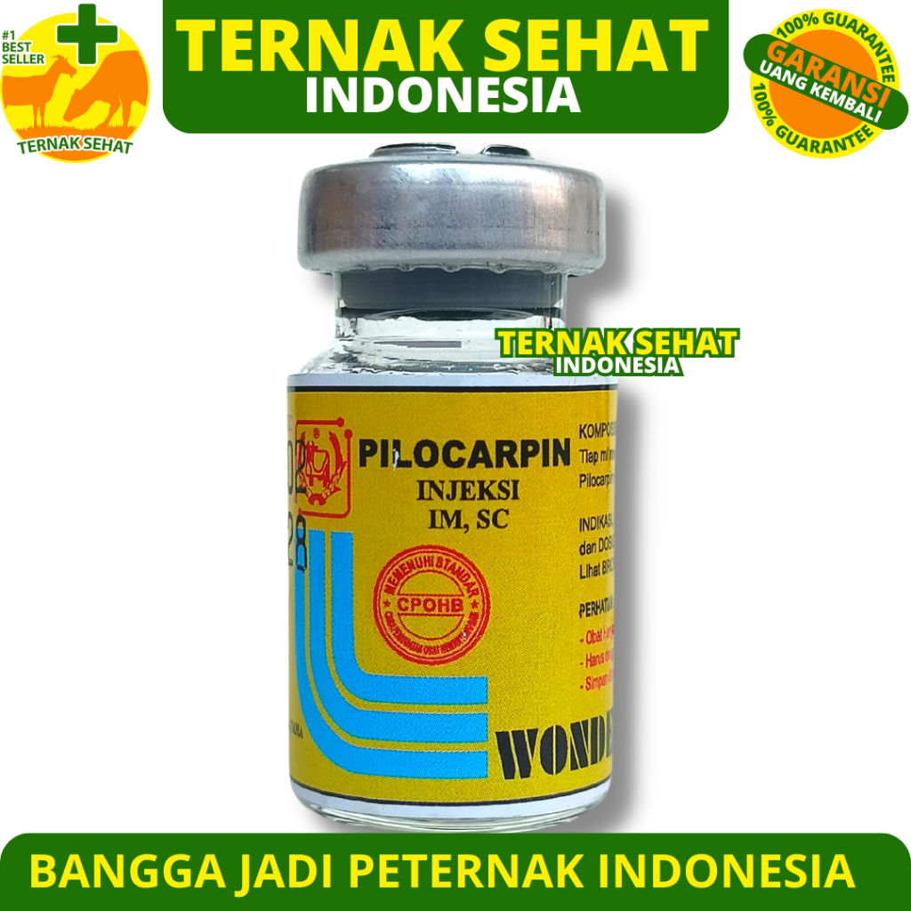 Obat Kembung Hewan PILOCARPIN INJ 5ML WONDER - Obat Kembung dan Kolik Sapi Kuda Kambing Domba Anjing