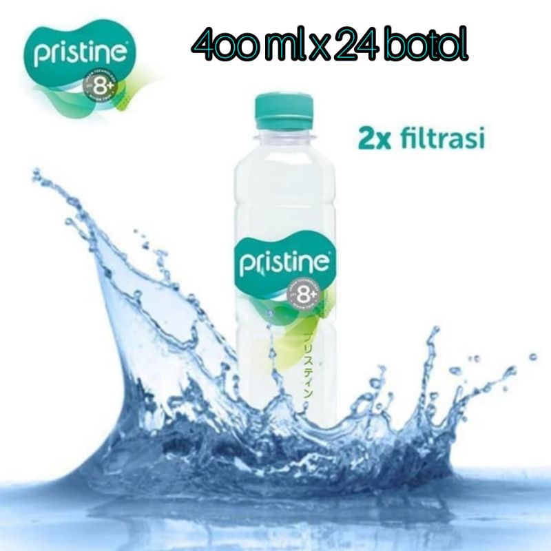 

Air mineral Pristine kemasan botol 400mlharga tertera per dus isi 24 botol/isi 12 botol setengah dusnya