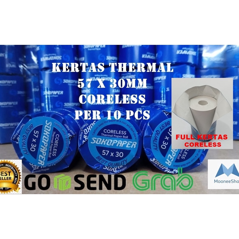 

55 COD Kertas Thermal 57x3 58x3mm SOKOPAPER PRINTER SPOT EDC 1 PCS Printer kasir Bluetooth mini Kertas Thermal