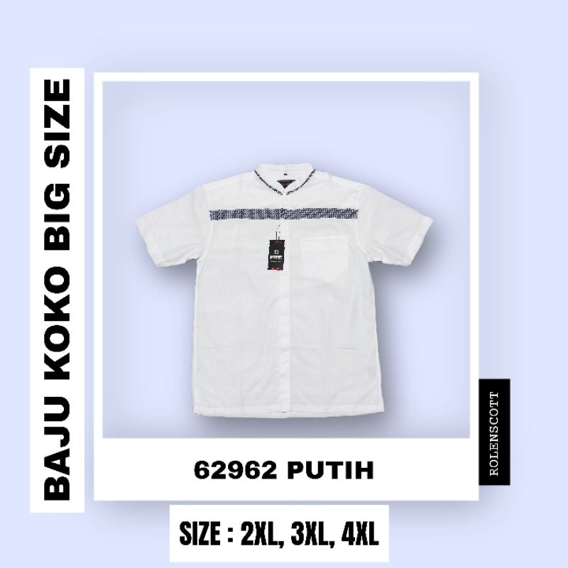Rolenscott Baju Koko Putih Lengan Pendek Bahan Katun Ukuran Jumbo 2XL 3XL 4XL