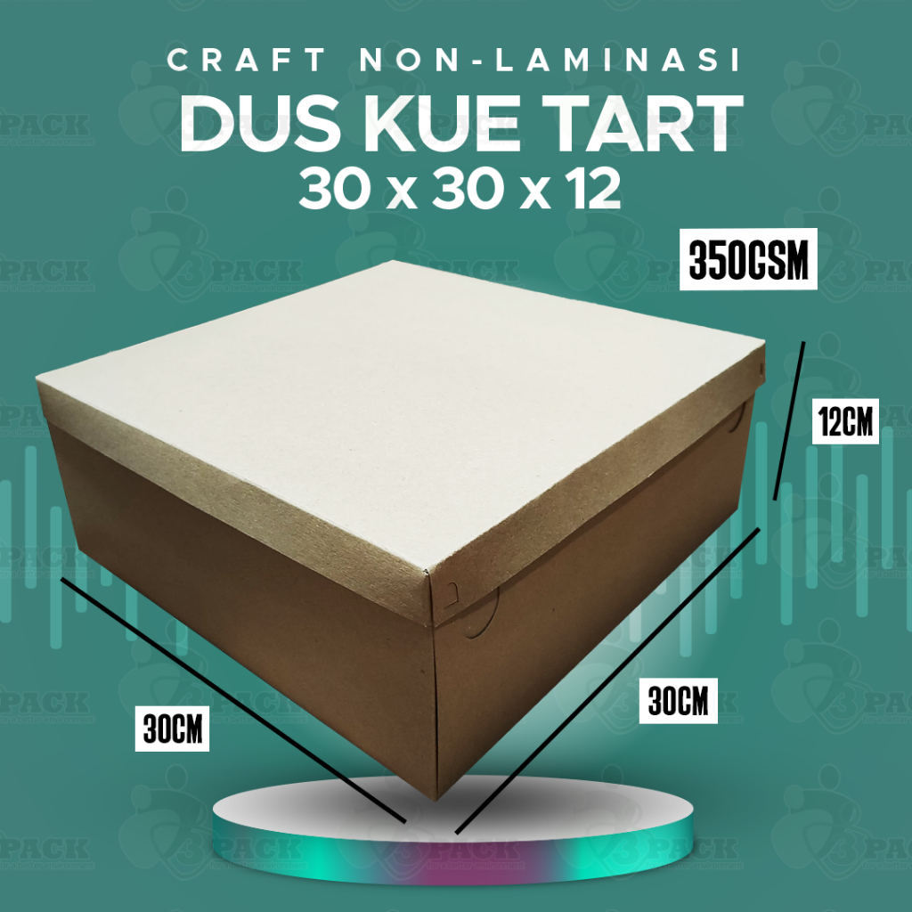 kotak kue tart warna coklat / dus kue tart / dus roti ukuran 30x30x12 Craft non-laminasi