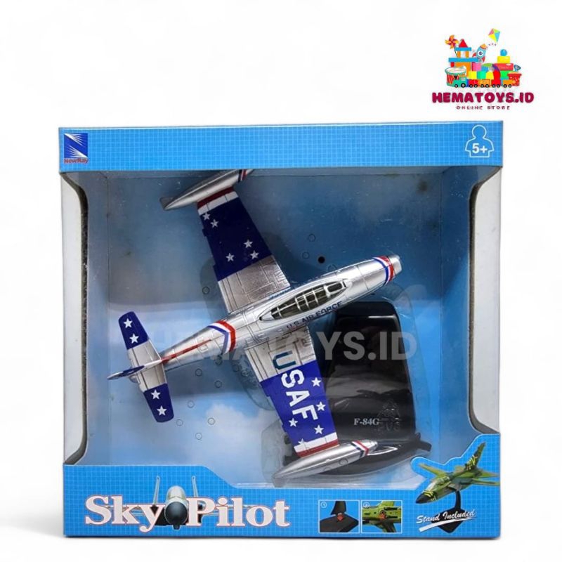 Diecast Pesawat Sky Pilot F-84G Skala 1:72 Miniatur Pesawat Tempur Military Aircraft Pajangan Koleks