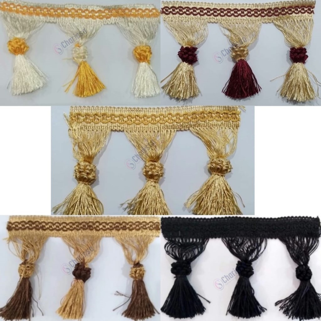 [ROL] Renda korden / renda gorden / renda rumbai 9996 panjang 15 meter / renda lebar / renda besar