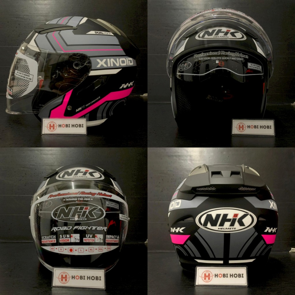 HELM NHK R1 XINOID NHK R-1 XINOID BLACK PINK DOFF DOUBLE VISOR