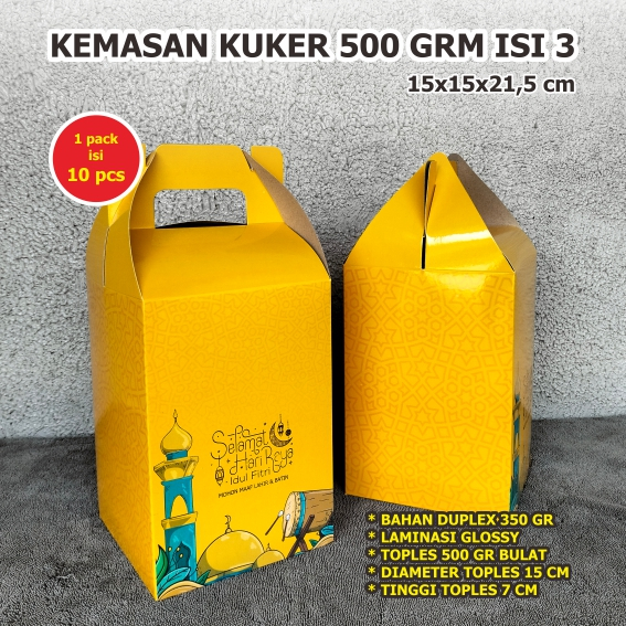 

TENTENG 15x15x21,5 cm kemasan kuker 500 gr isi 3 toples, hampers kuker lebaran, kemasan kuker idul fitri