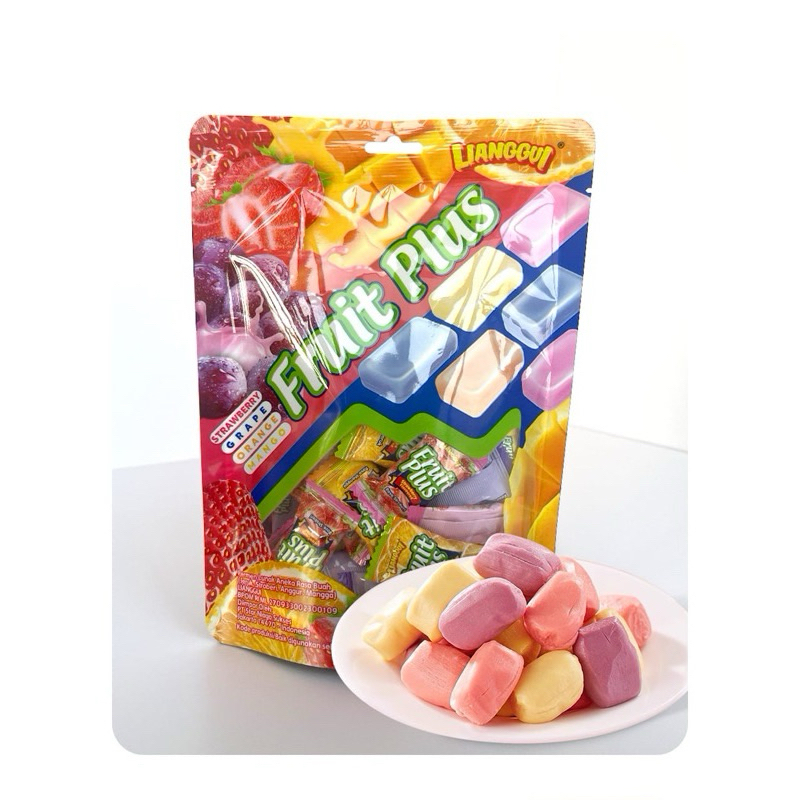 

Lianggui Fruit Plus 120gr Permen Lunak Rasa Buah Jeruk Strawberry Anggur Mangga Permen Lunak