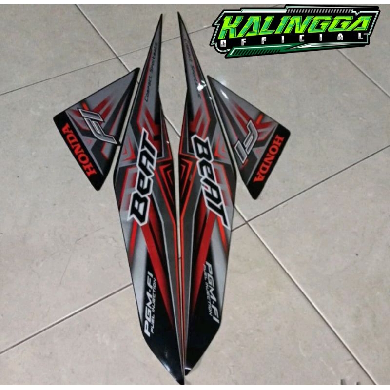 Striping sticker polet body sepeda motor honda beat fi 2015 hitam sticker list body motor standar
