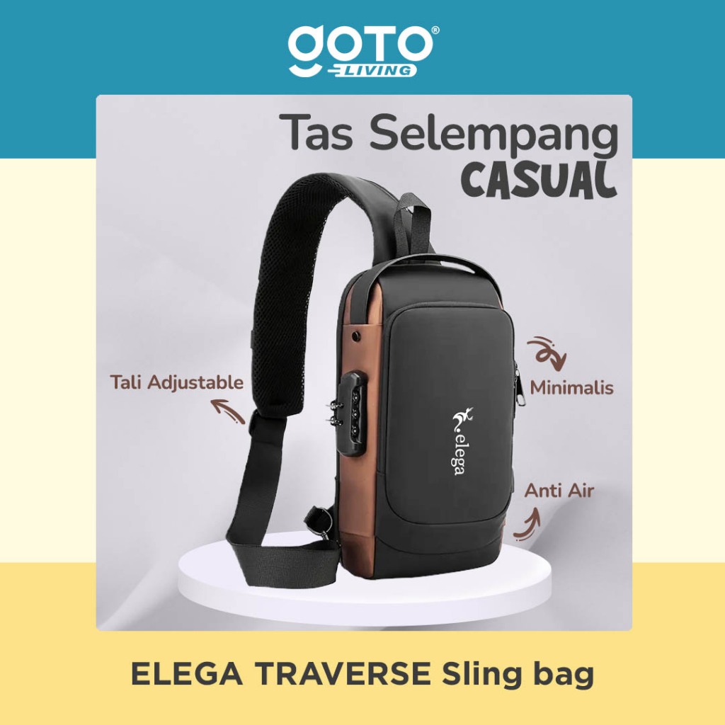 Elega Traverse Sling Bag Pria Waistbag Tas Selempang Slingbag Slempang