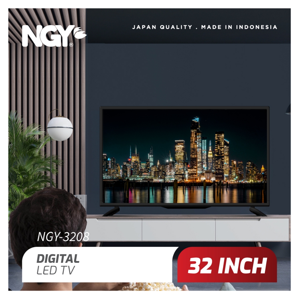 NGY LED TV Digital HD 32 inch / Televisi Kaca HDMI USB | 3208 NAGOYA