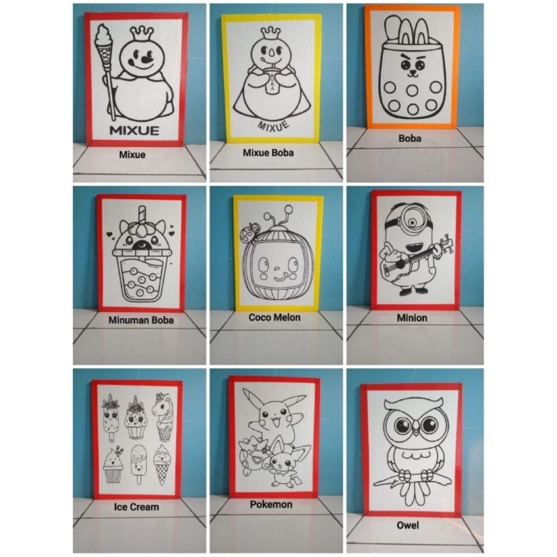 

Paket lengkap mewarnai 4 pc styrofoam unisex 30x40x1cm/mewarnai styrofoam/seterofoam/gabus