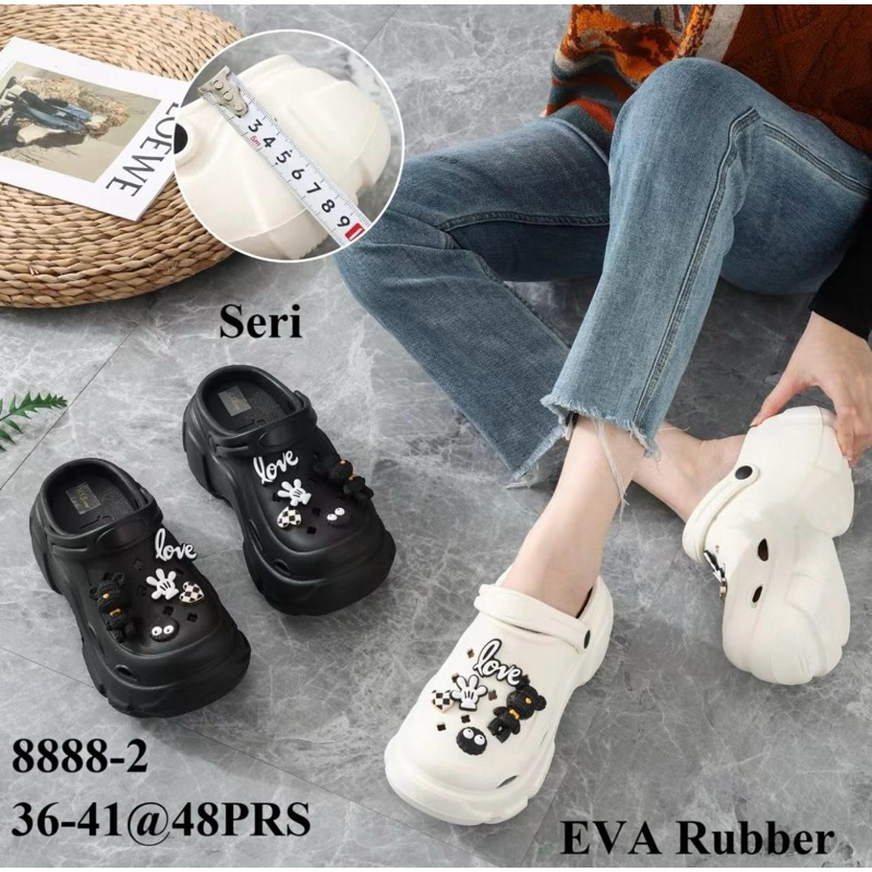 (STEPS) Sandal baim crocs fuji wanita sandal import hak tinggi high heels nyaman