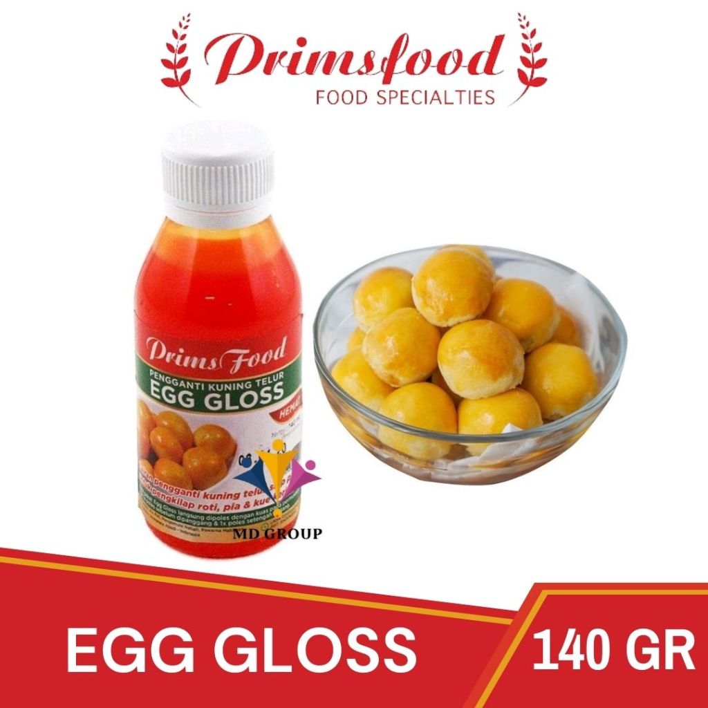 

EGG GLOSS PRIMSFOOD 140 GRAM - KUNING TELUR SIAP PAKAI - PENGILAP KUE - PENGGANTI KUNING TELUR