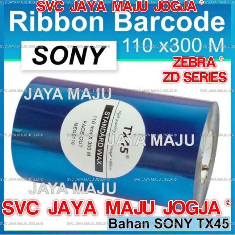 [ ZEBRA  ZD SERIES ]  TX45  110 MM  X  300 M  SONY  STARDARD WAX - FACE OUT  ||  CORE  1" - SINGLE C
