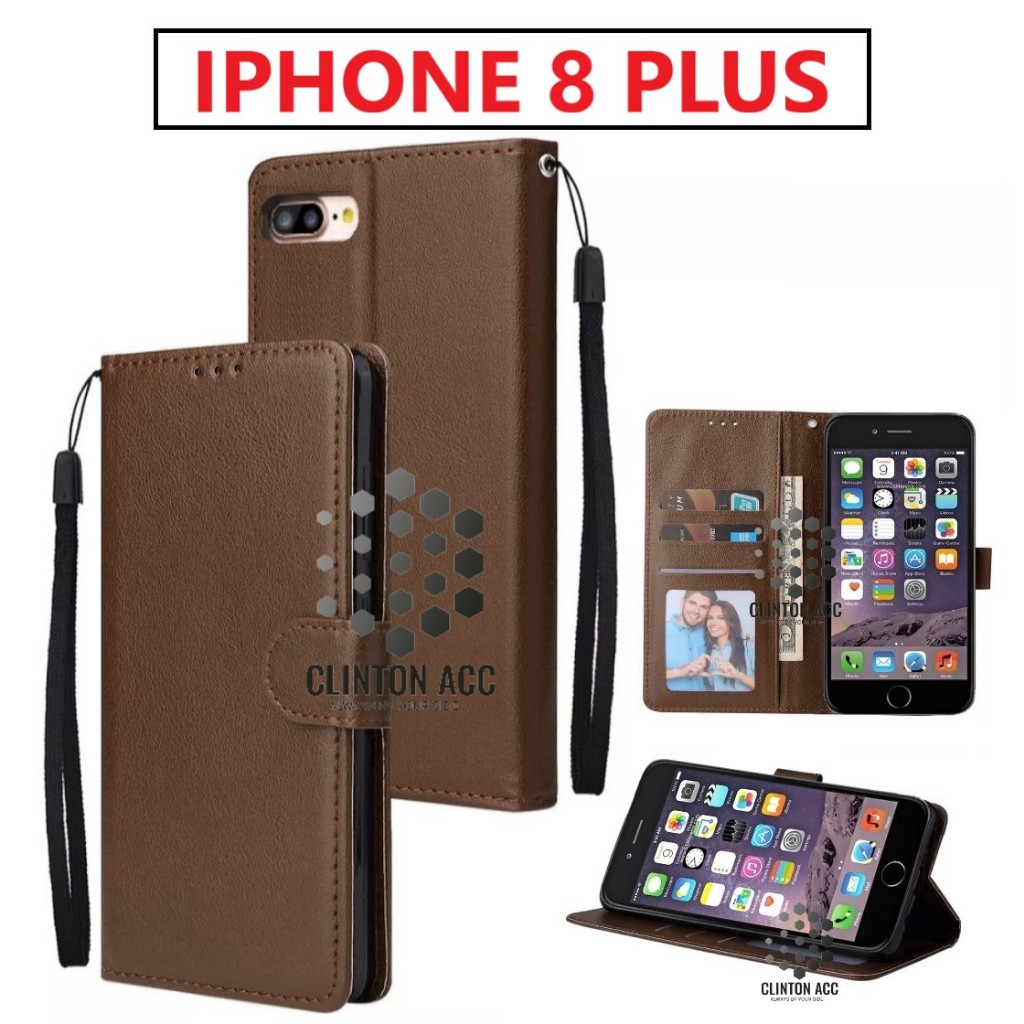 CASE HP IPHONE 8 PLUS FLIP WALLET LEATHER DOMPET KULIT SOFTCASE PREMIUM FLIP COVER SARUNG BUKA TUTUP