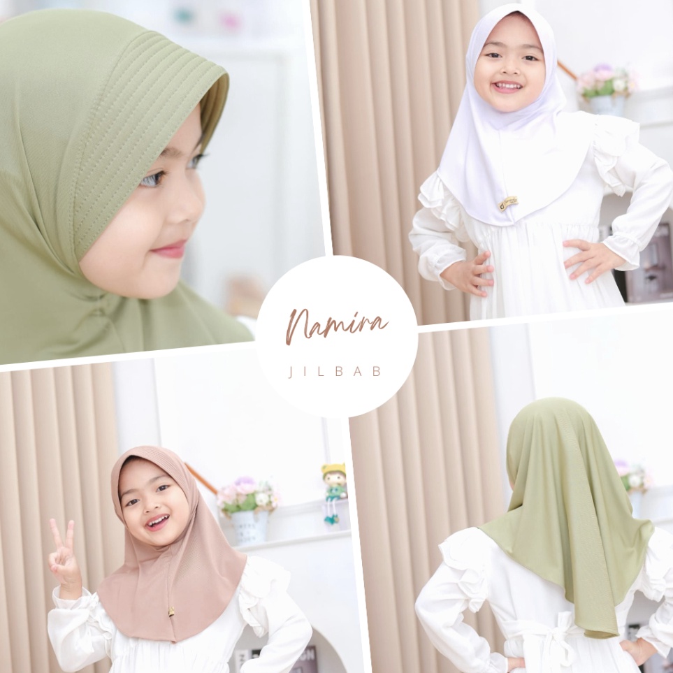 Dikirim secepatnya KERUDUNG JILBAB ANAK NAMIRA SPORT USIA 36TH BY DESMONDA HIJAB BAHAN JERSEY BALON