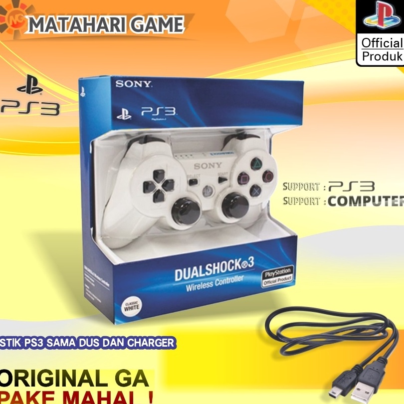 R  DUS SQNY  Stik Stick PS3 OP Putih Wireless Getar Ready