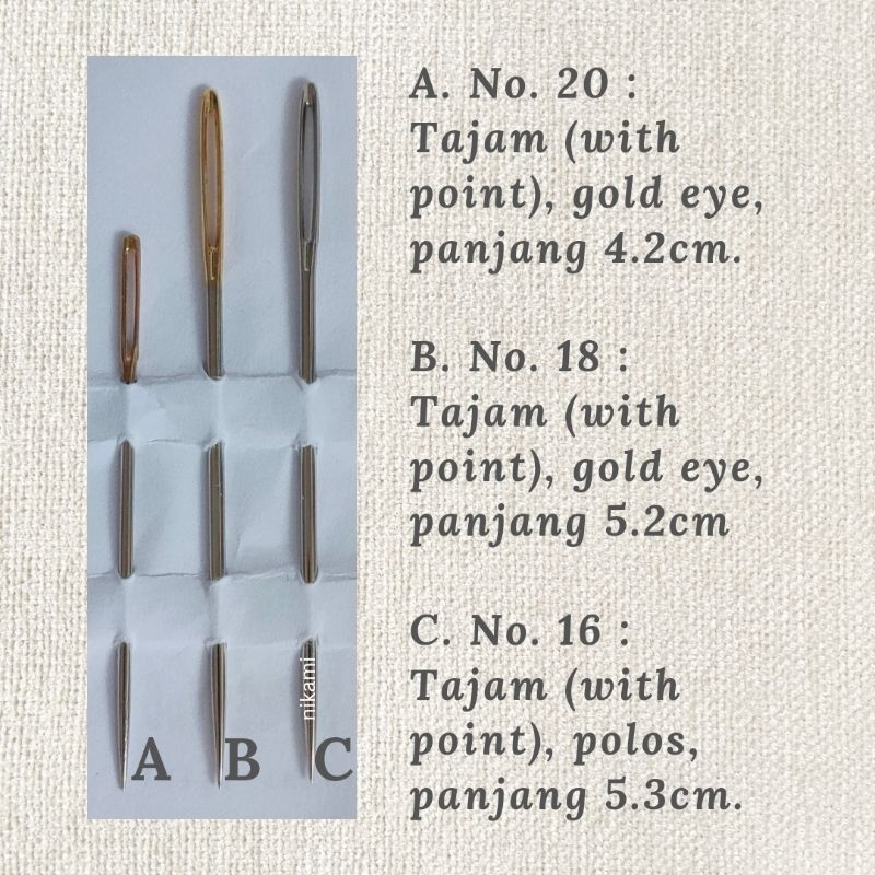 Jarum Sulam Pita Chennile