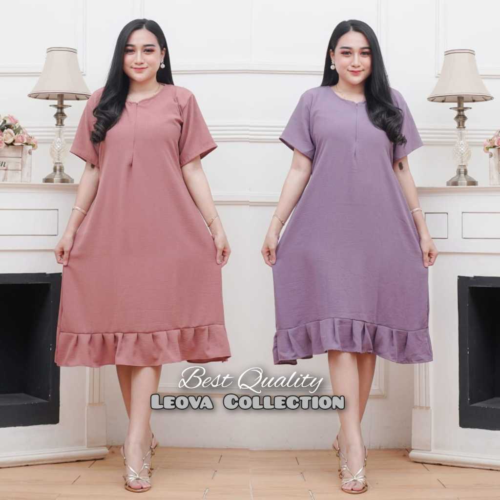 Daster Fuji Viral Ruffle Busui | Daster Polos Ruffle Busui | Daster Busui Crinkle Polos Terbaru Keki