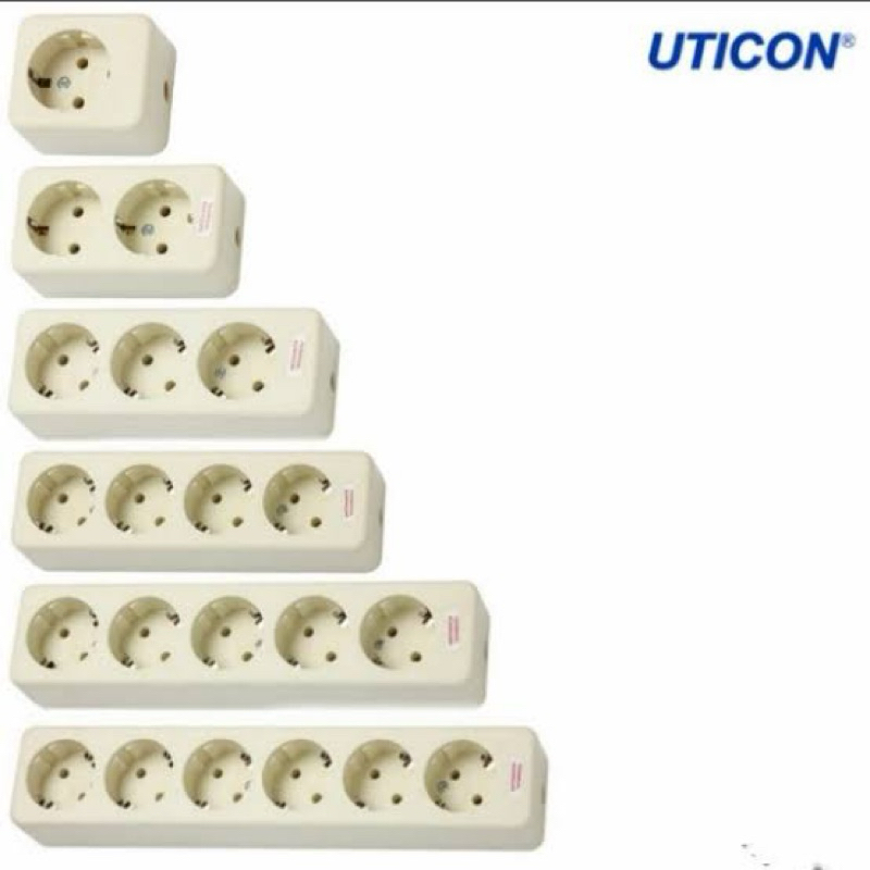 Stop Kontak Arde 1-6 lubang Terminal Kuningan Colokan Listrik Uticon