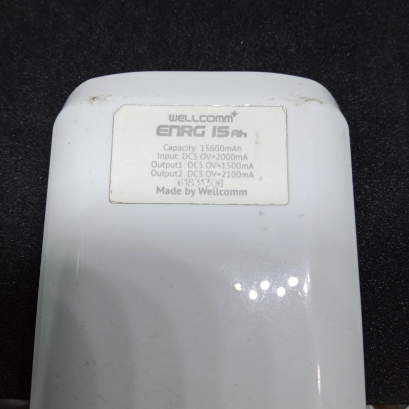 Pawer Bank Wellcomm Enrg15600mAh Second Kondisi Hidup Normal