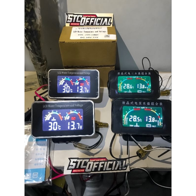 Voltmeter LCD 2in1 Temperatur Suhu dan Volt Aki/mesin Universal Motor/Mobil