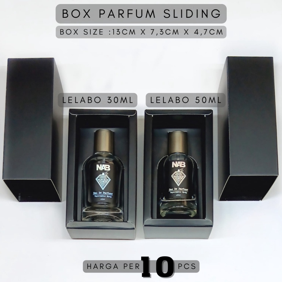 STOCK TERUPDATE BOX PARFUM SLIDING LELABO HITAM DOFF 3ML DAN 5ML  BOX KEMASAN PARFUM LELABO