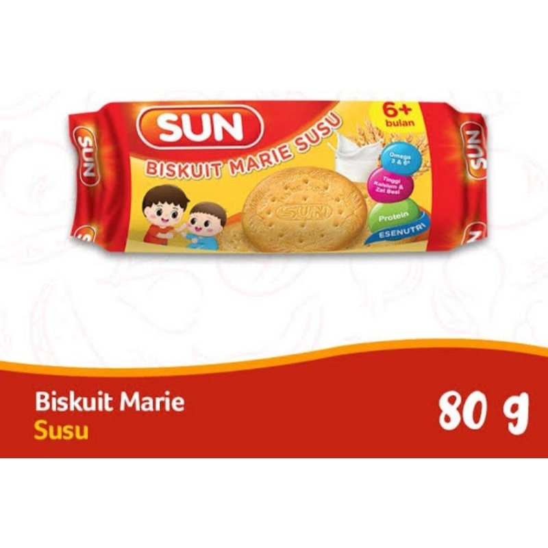 Sun Biskuit Marie Susu Cemilan Bayi dan Anak 6 Bulan Ke Atas 80 Gr 150 Gr