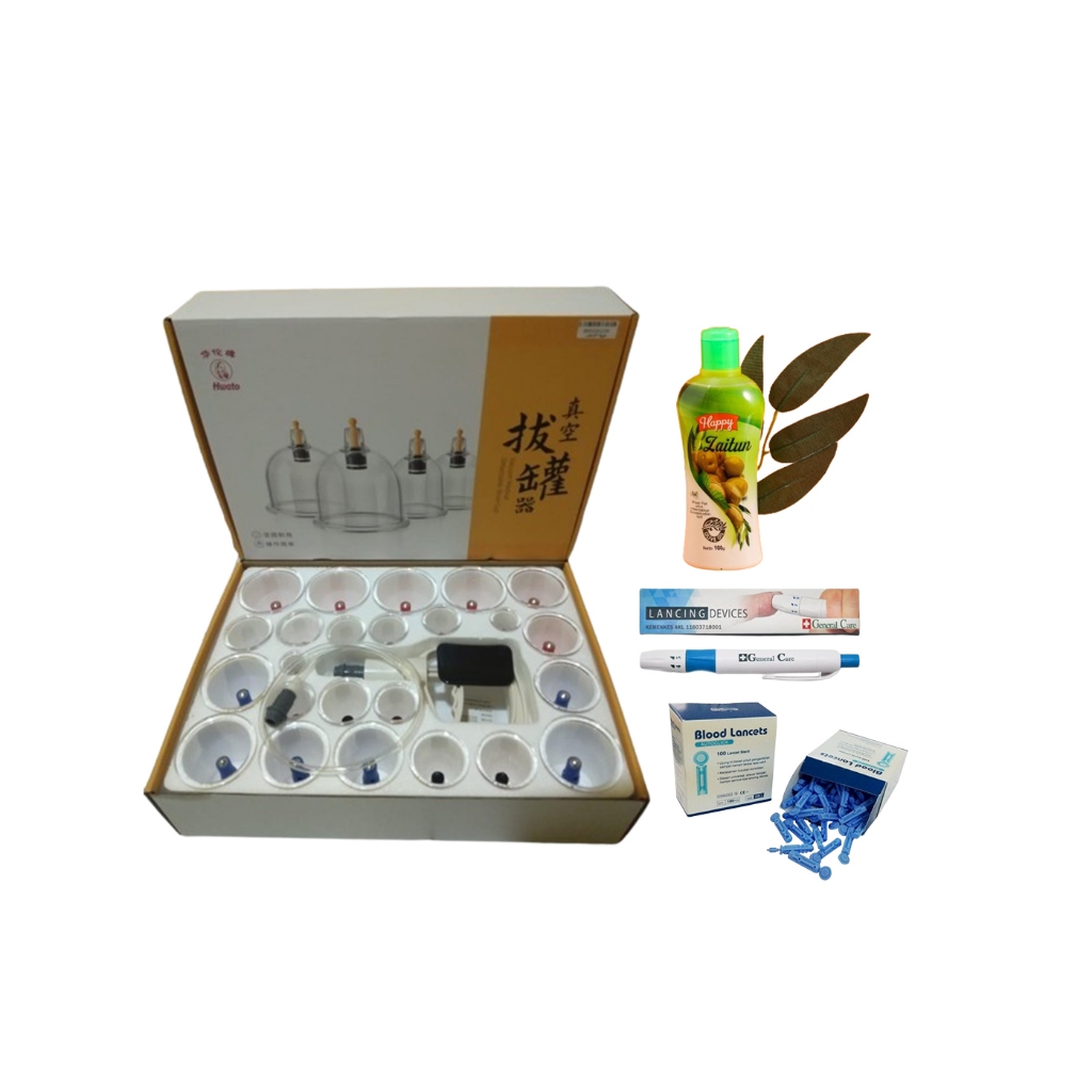 KOP ANGIN / ALAT BEKAM ISI 24 LENGKAP JARUM PEN DAN MINYAK ZAITUN