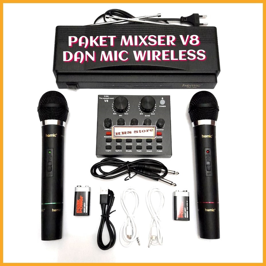 BARANG ORIGINAL ALAT KAROKE SATU PAKET Mixer mini mic WIRELES WIRLES WIRELESS MURAH KUALITAS BAGUS s