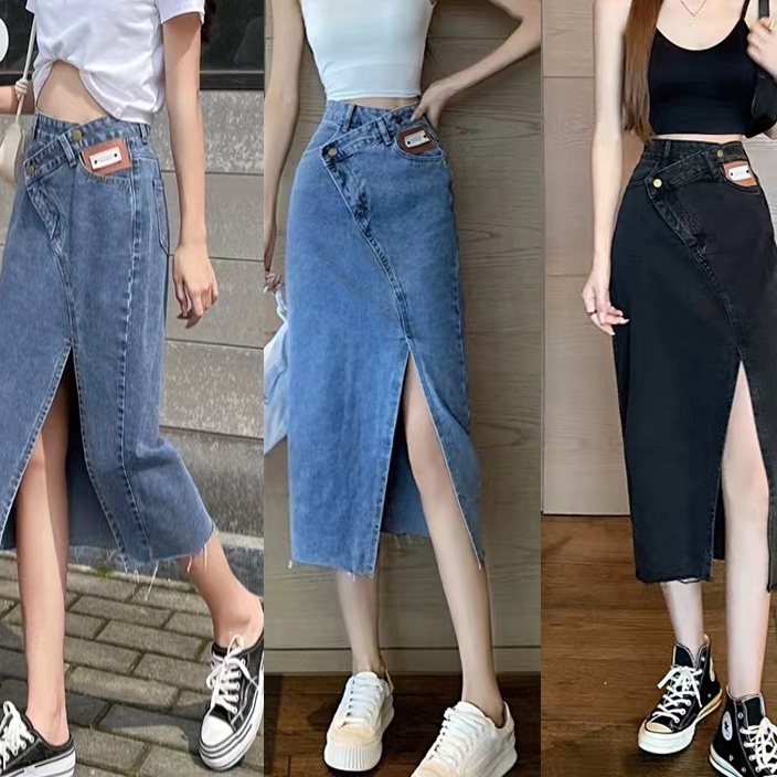 Terlaris 224terbaru Rok Jeans Wanita rok high waist rok jins panjang wanita rok cewek kekinian rok k