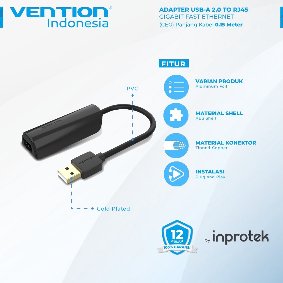 CEPAT Vention USB to LAN RJ45 Ethernet USB to RJ45 Adapter