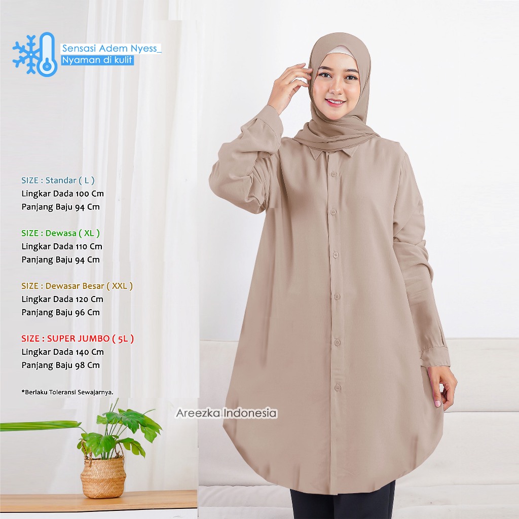 Shakila Tunik Polos Bahan Twill Shakila Kemeja Wanita