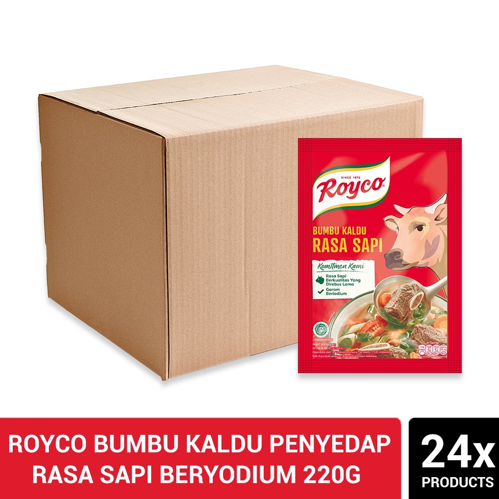 

Paling Laris Royco Bumbu Kaldu Penyedap Rasa Sapi Beryodium 22g Isi 24
