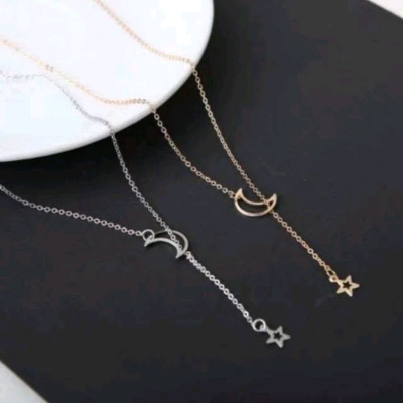 Kalung rantai liontin bulan dan bintang | kalung liontin bulan bintang | kalung liontin bintang bula