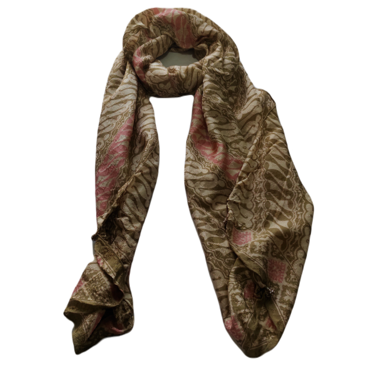 Syal Bali Scarf Batik Dobi Pasmina Panjang Pastel Selendang Parang Gold Pink Gesyal