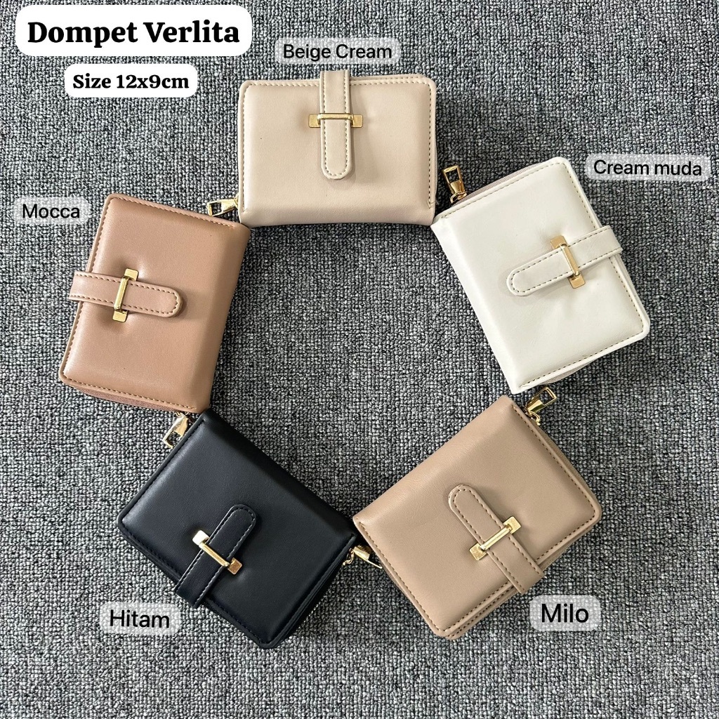 VERLITA - Dompet Lipat Wanita Kecil Simpel Elegan Mewah Terbaru Kekinian