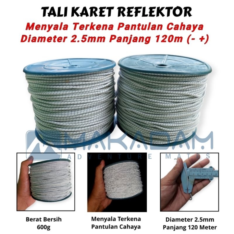 tali karet string elastis reflektor reflektif 2.5mm 3mm rol
