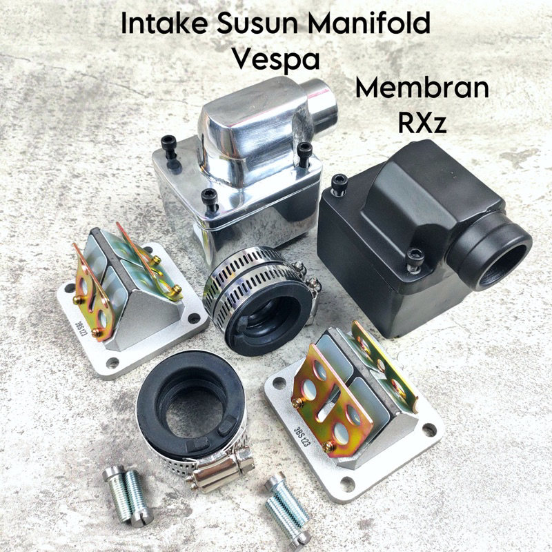 Intake Manifold Manifol Susun Vespa Komplit Membran Rxz