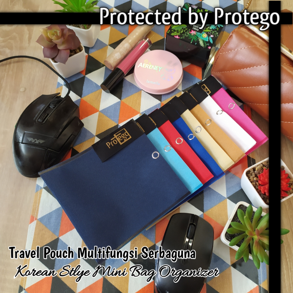 Pouch Travel Size Multifungsi Serbaguna PART 1 PROTEGO Korean Stlye Mini Bag Organizer Kantong Warna