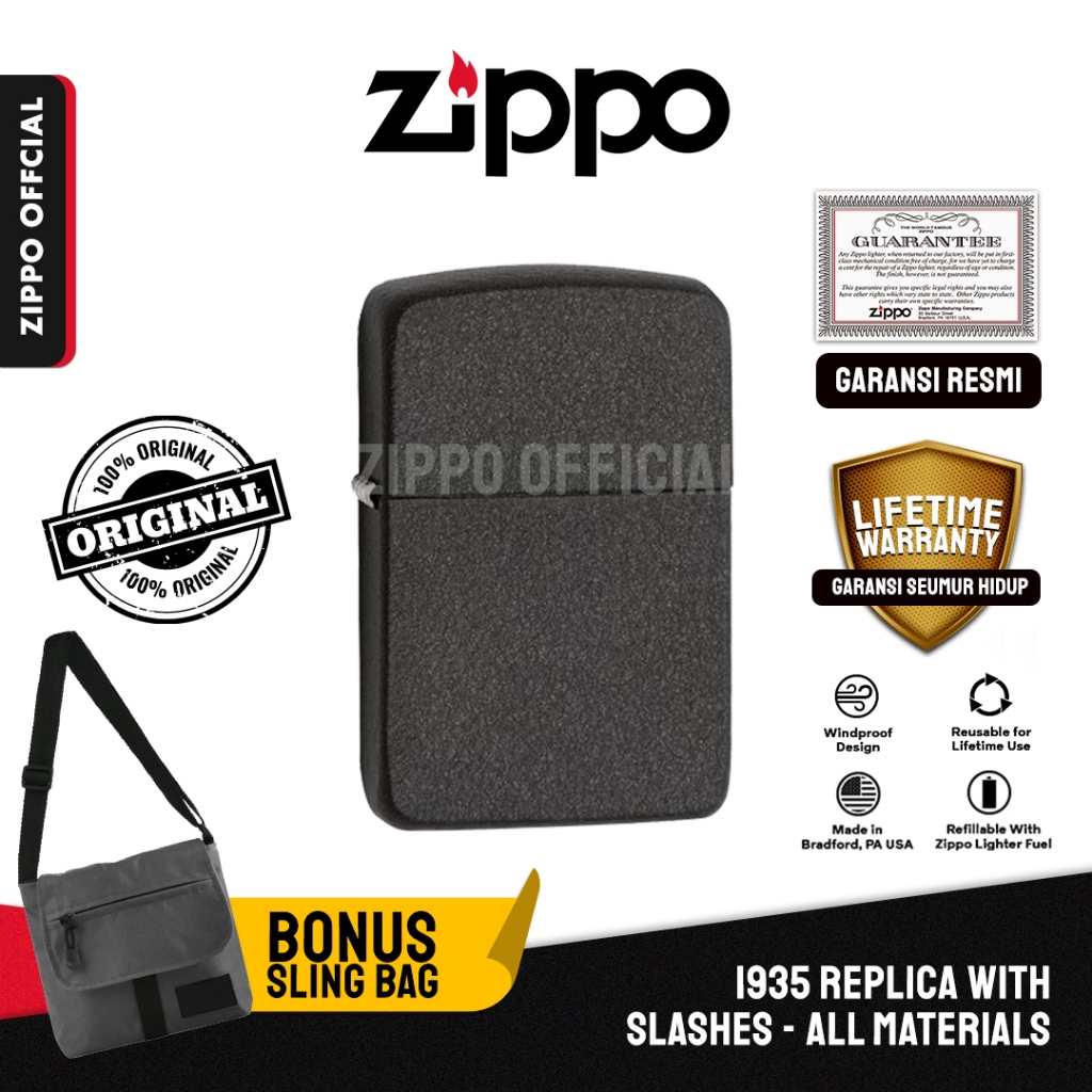 Zippo Original Black Crackle ®1941 Replica 28582  | Garansi Lifetime | Original USA
