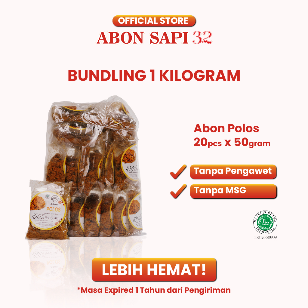 

Paket Bundling Abon Polos 50gr 20pcs (1Kg)