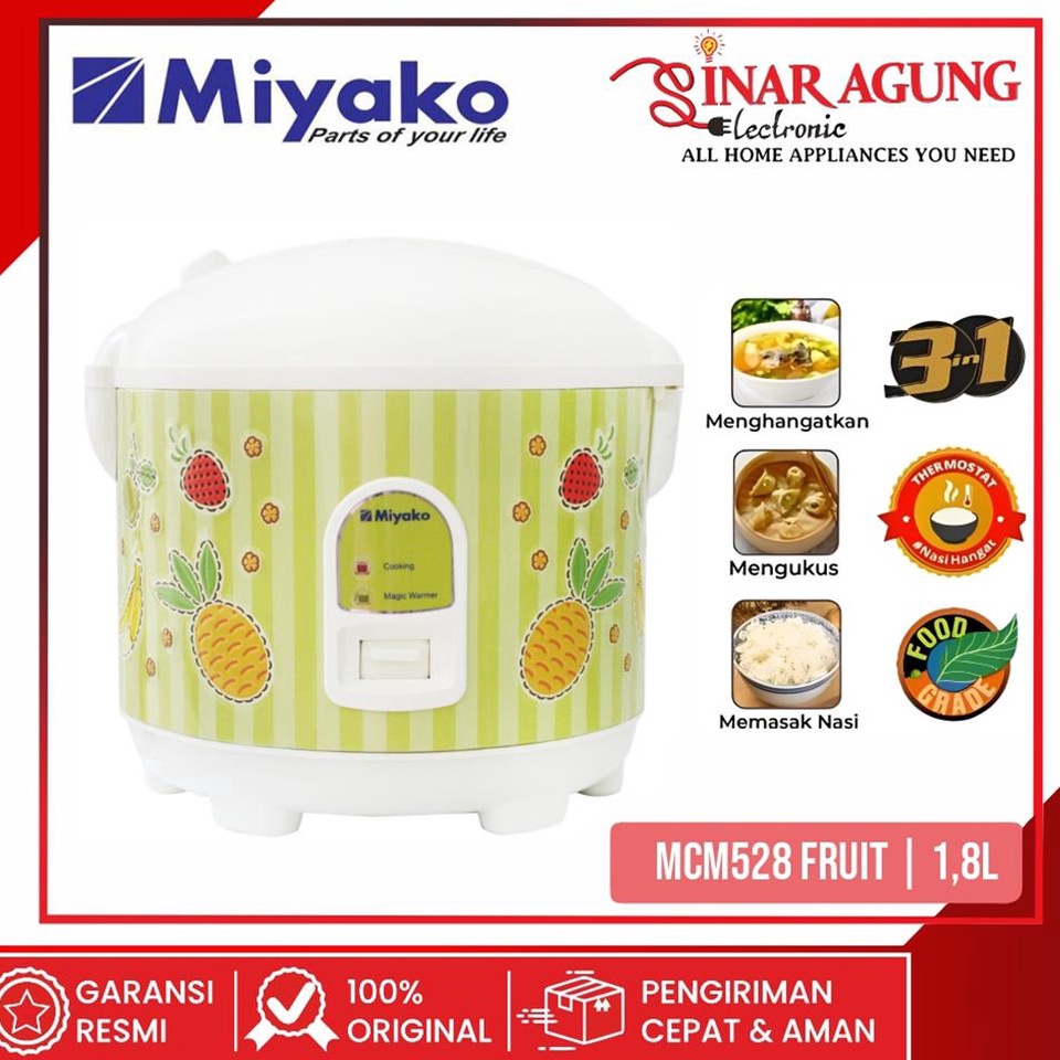 COD MIYAKO RICE COOKER  MAGIC COM MCM528  MCM528  MCM528 MIX FRUIT 18 LITER  WARMER PLUS GARANSI RES