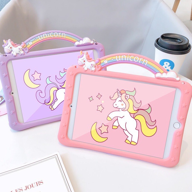 Amo K2K3 CASE silikon ipad 2 3 4 5 6 7 8 9 1 IPAD AIR 1 2 3 4 5 PRO 11 karakter anak UNICORN DINOSAU