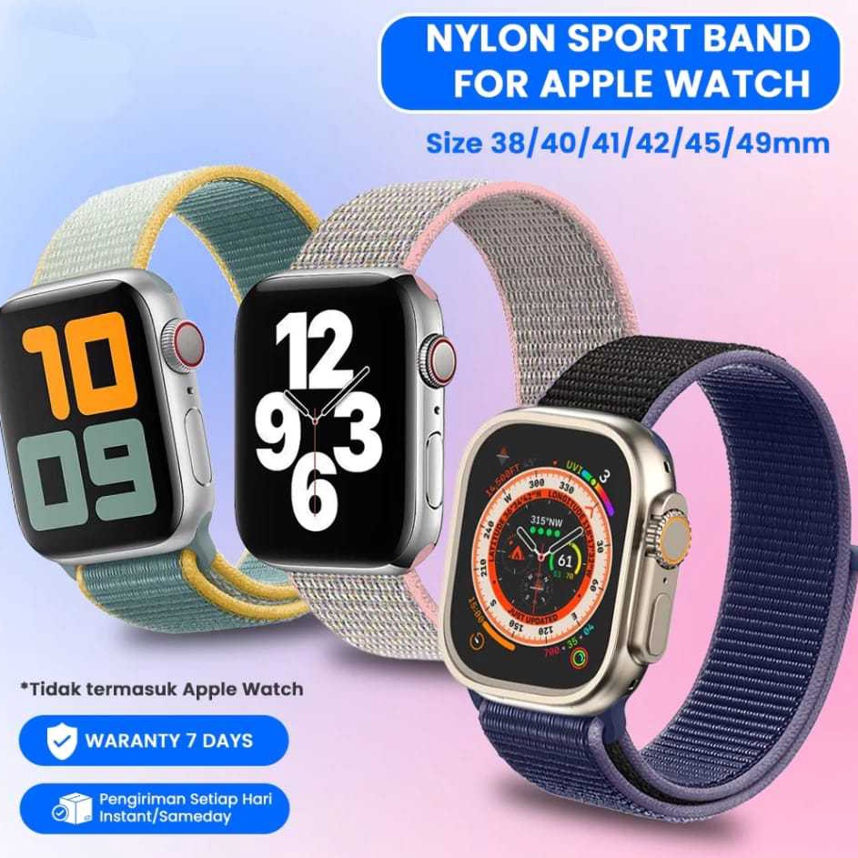 Strap SmartWatch Nylon Woven 8 7 6 SE 5 T55 T5 45 44 42 Ultra T8 T9 z Premium Produk